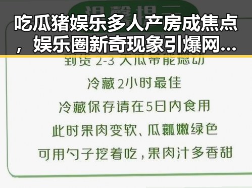 吃瓜猪娱乐多人产房成焦点，娱乐圈新奇现象引爆网络🔥